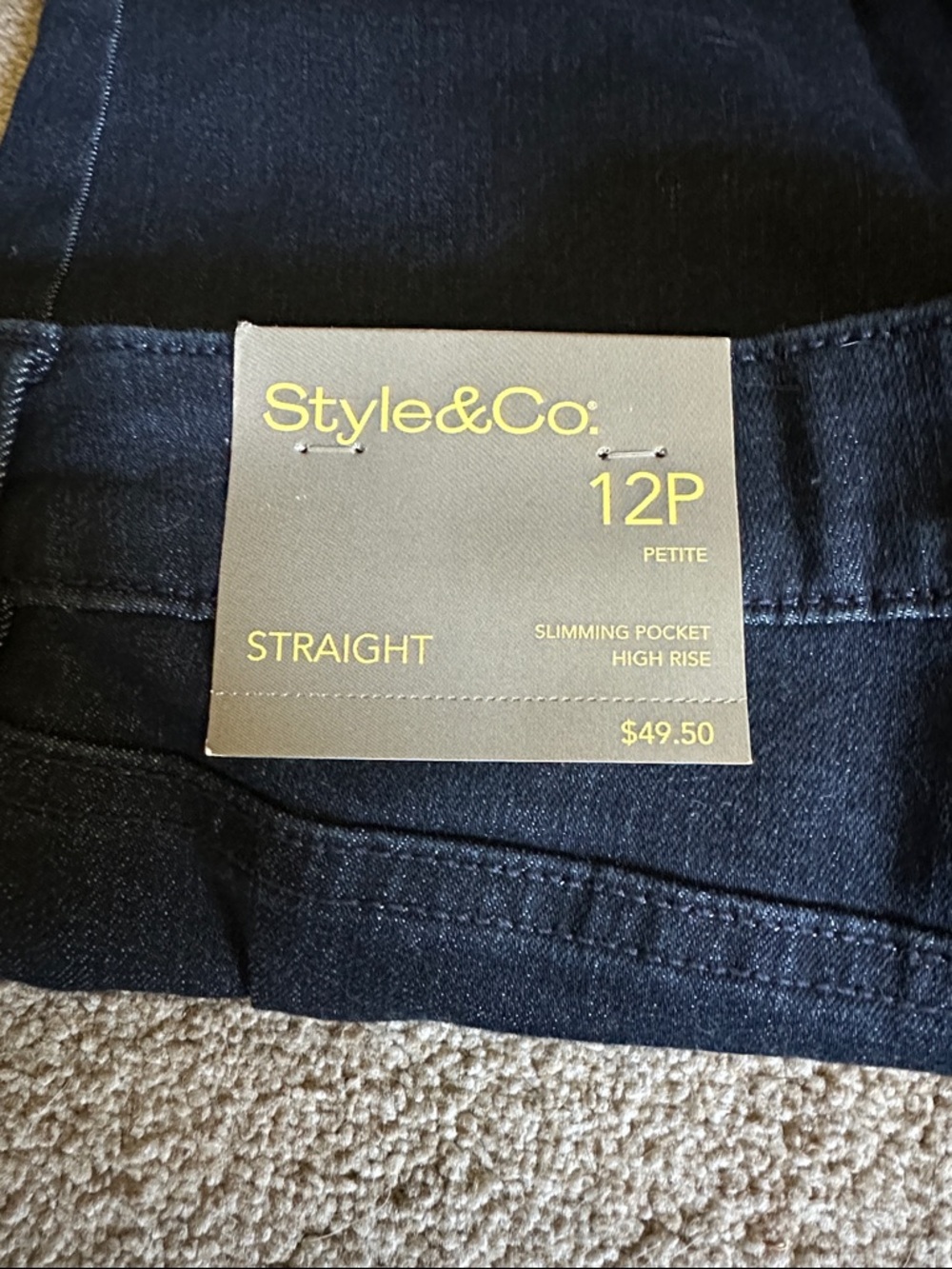 Style & Co. Women's Straight-Leg Jeans in Dark Indigo Sz 12P